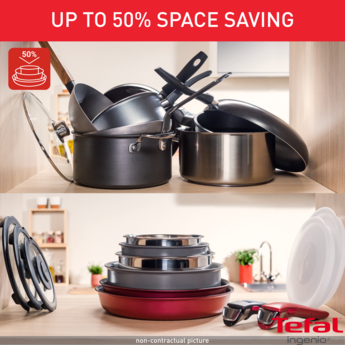 Tefal 5-Piece Non-Stick Cookware Set -Red